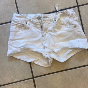 White Levi jean shorts